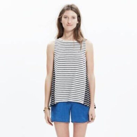 Madewell Forward Seam Black & White Stripe Tank Top XXS - Picture 1 of 3
